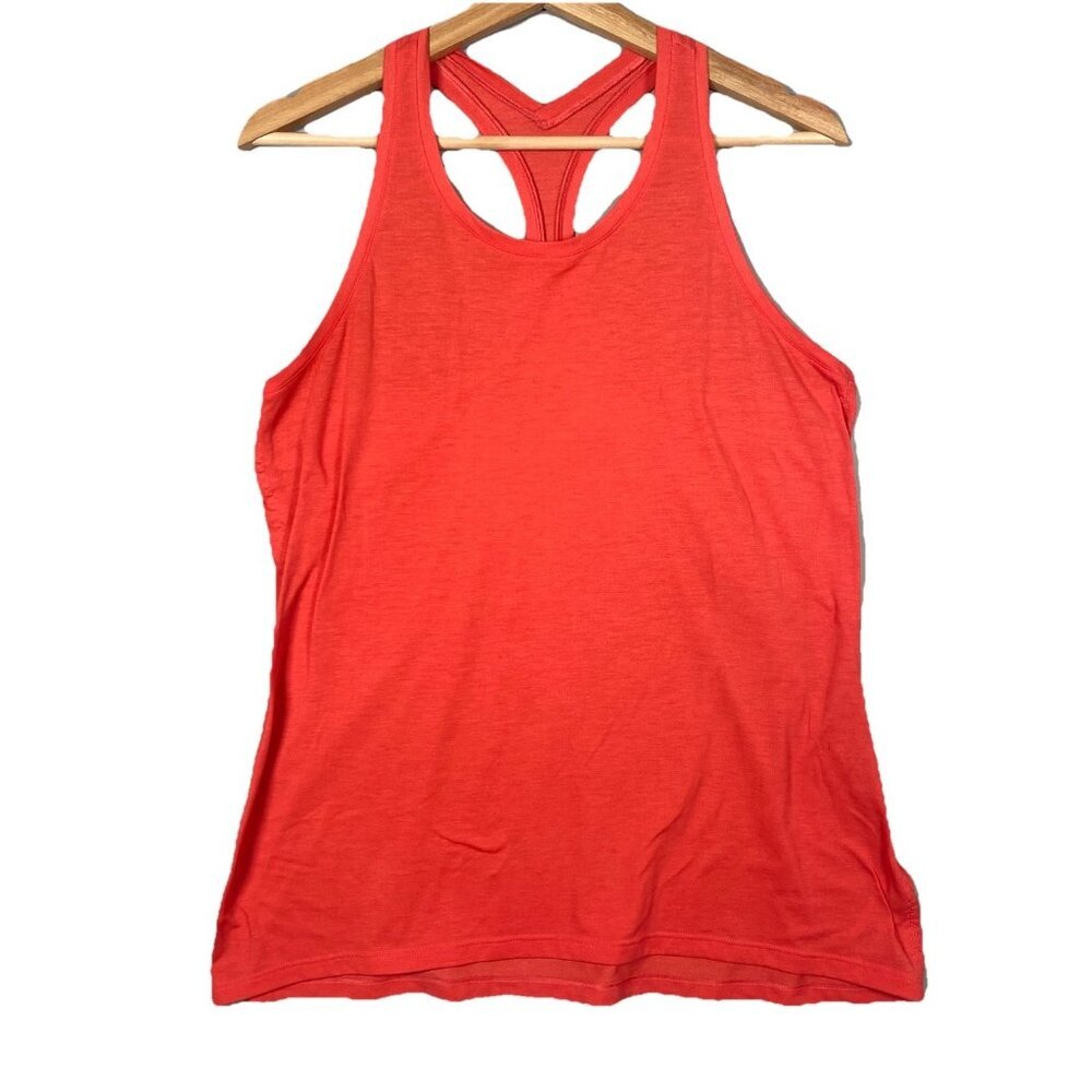 Athleta Tank Racer‎ Back Relaxed Crew Neck Size Medium Style 868815 Coral Orange
